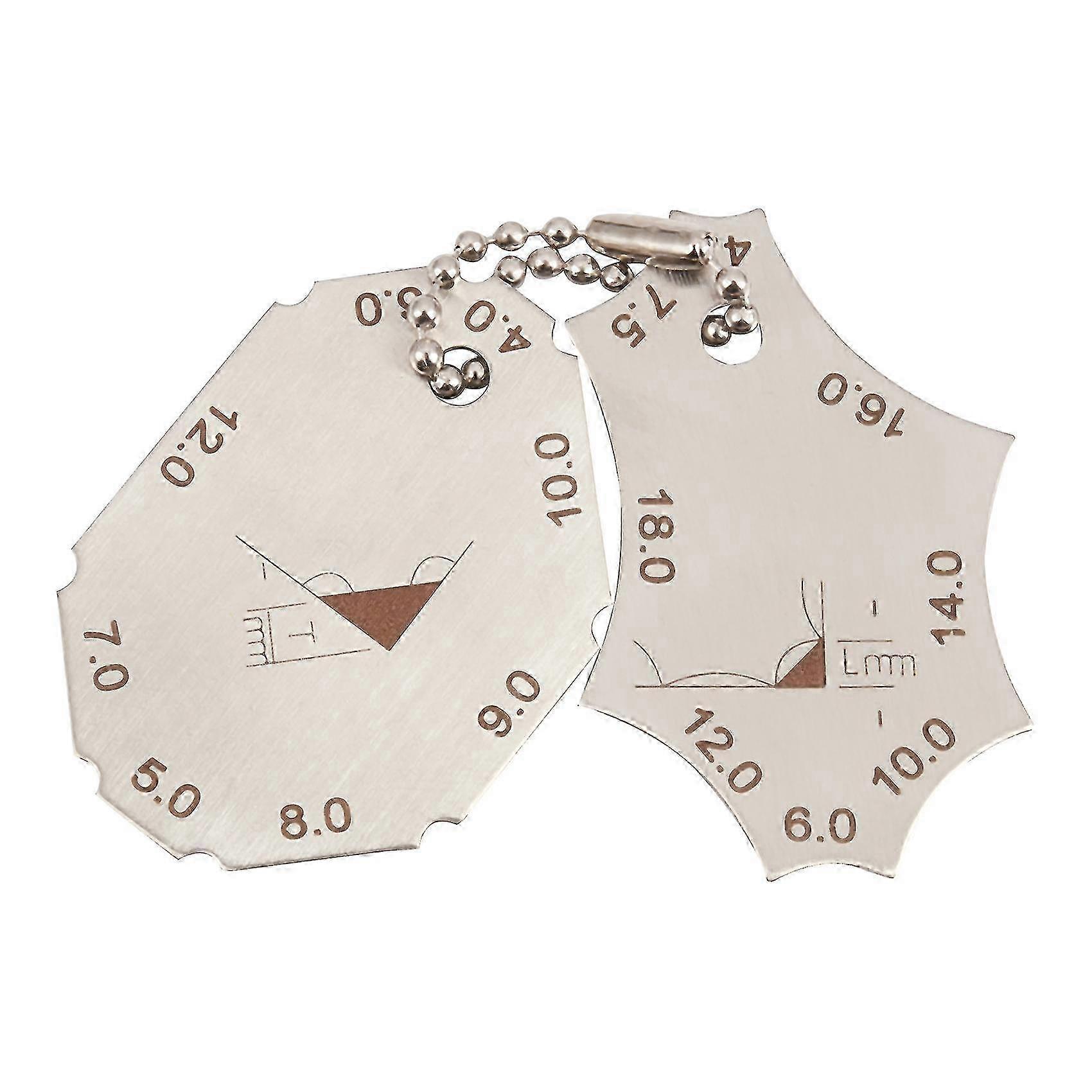 2個溶接ゲージキー溶接検査ツールポケットフィレット溶接ゲージシルバー