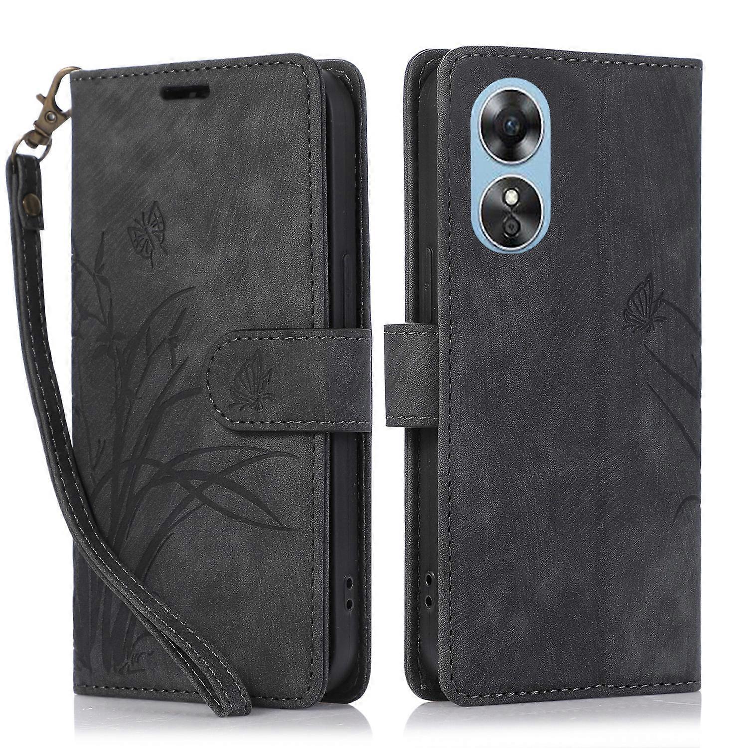Orchid Butterfly Embossed Leather Phone Case