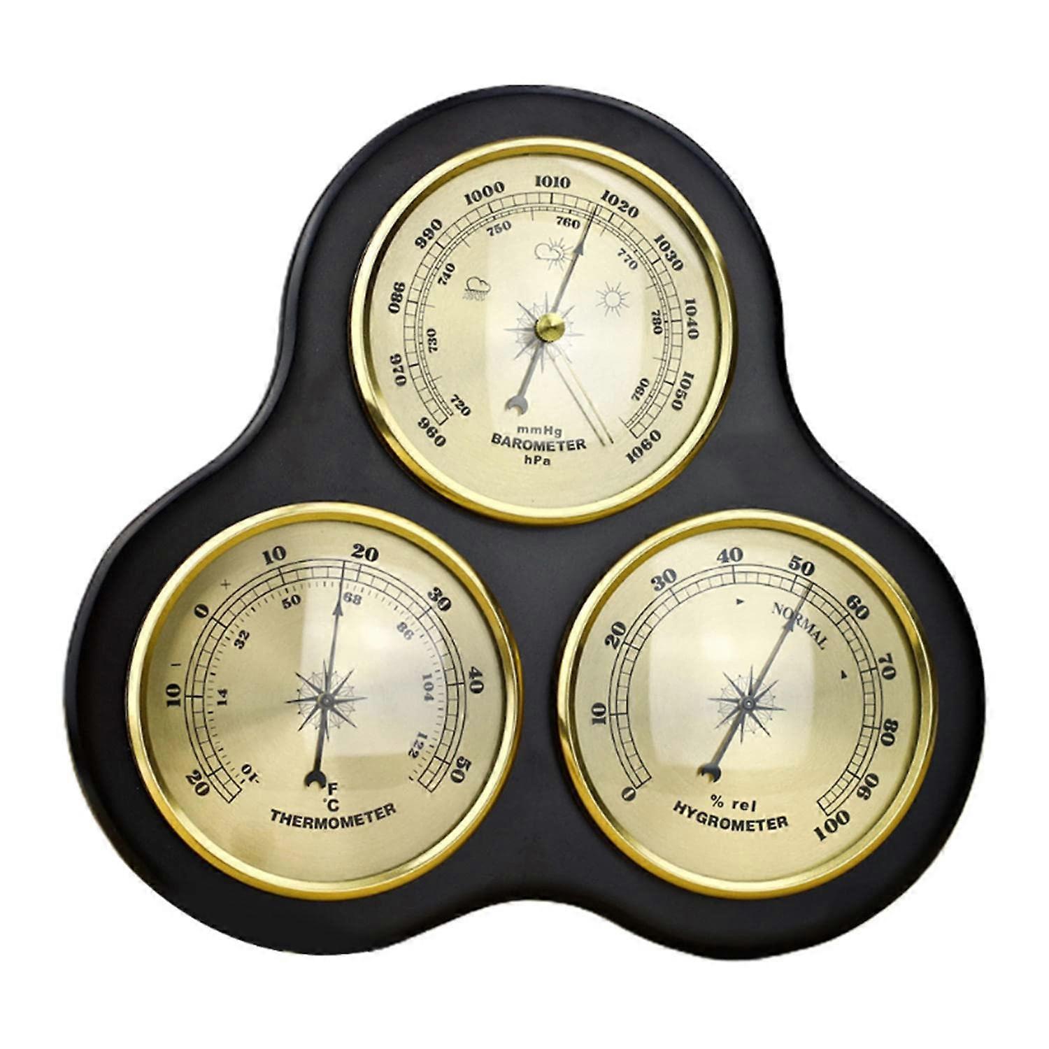 Barometer 3 in 1 Weather Station with Wooden Frame, Air Pressure Gauge, Thermometer, and Hygrometer for Home Use