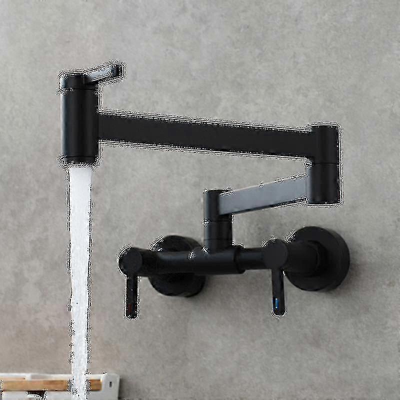 ブラックゴールド真鍮壁掛けキッチンポットフィラースイングアーム蛇口