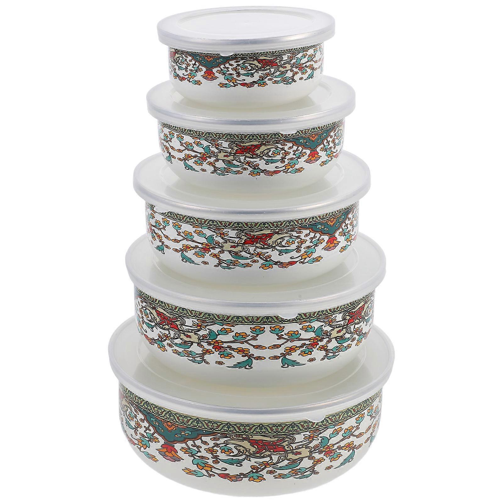 Here's a polished and professional product description for your **5pcs Enamel Serving Bowls With Lids**:
### **5 Pack Enamel Serving Bowls with