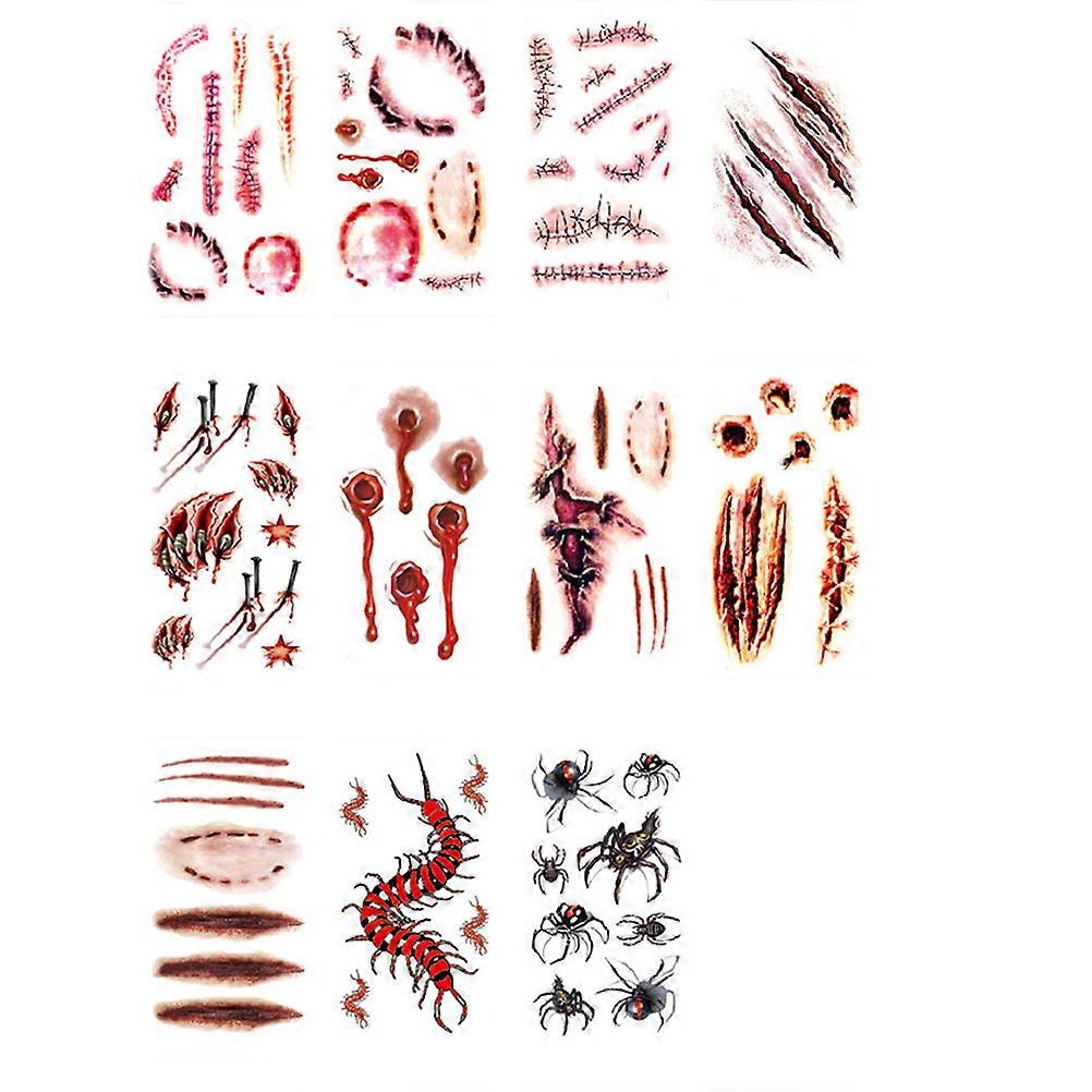 Realistic Fake Scar Stickers Halloween Stickers For Skin Use Scary Effect Multi 10.5 X 6 X 0.1Cm 11 Sheets