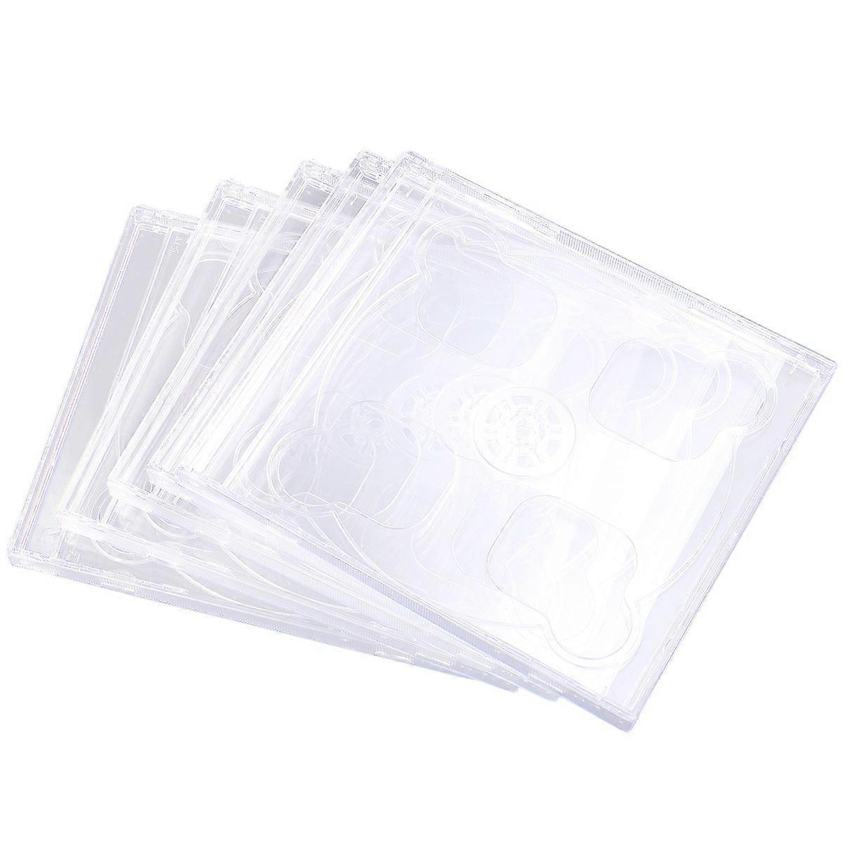 5pcs Dual CD Jewel Case with Assembled Clear Tray Standard Empty Clear Replacement DVD Case Portable CD Package Case (Transparent)