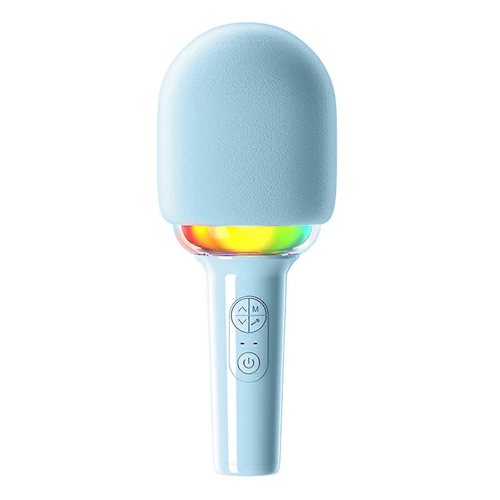 Blue Wireless Bluetooth Microphone - Portable 12H Singing Mic with Voice Effects for Home