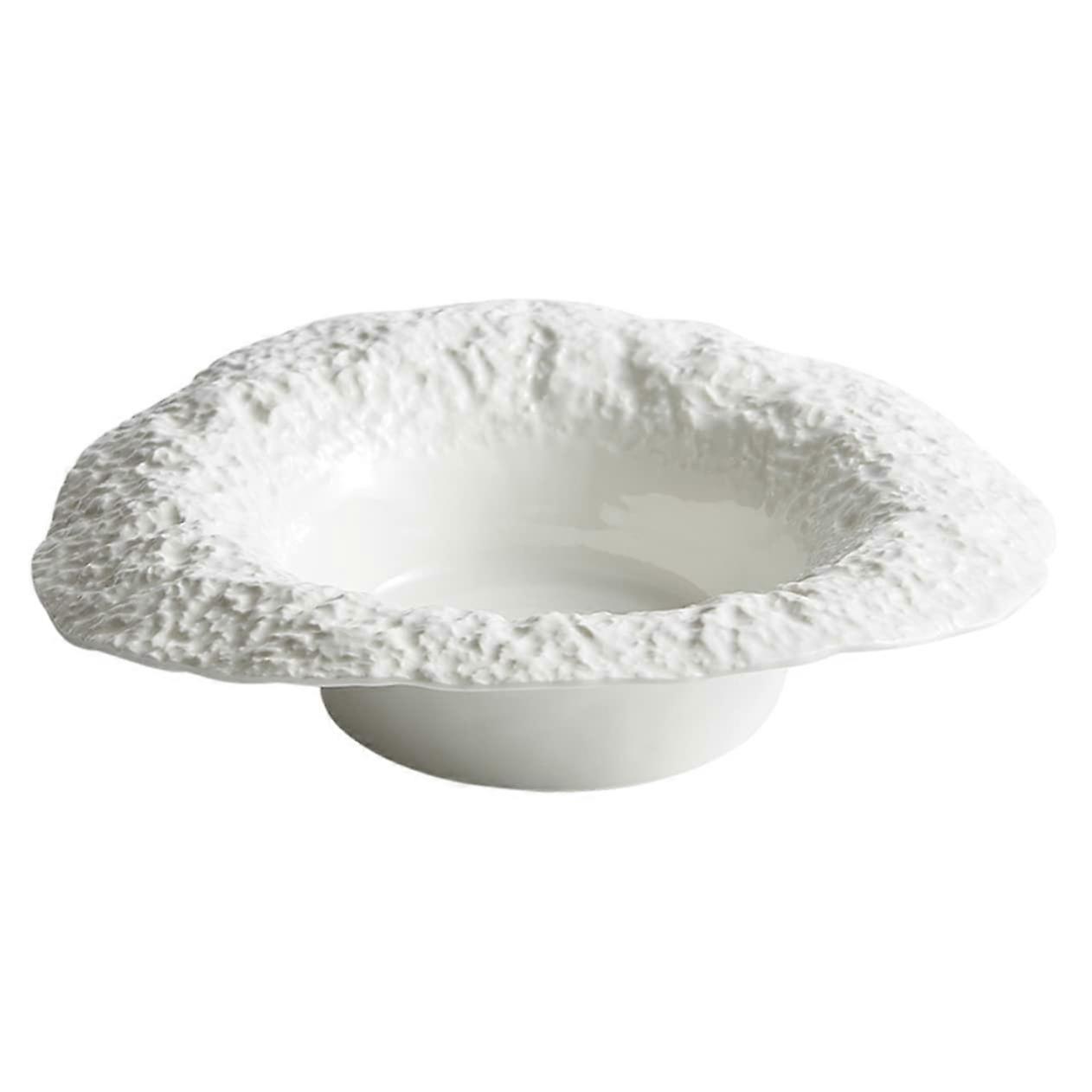 Straw Hat Ceramic Plate for Kitchen Pasta White 21x5cm