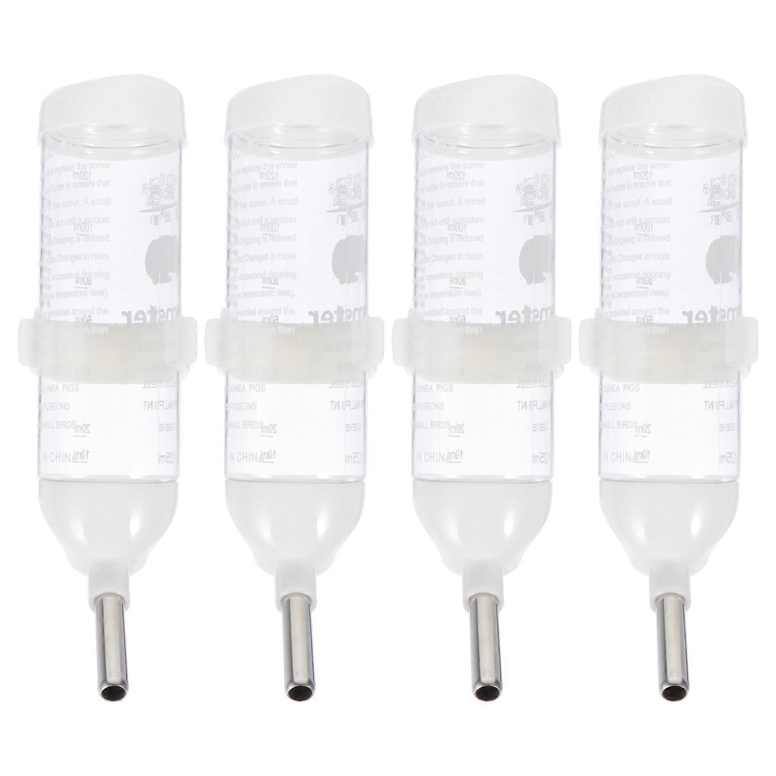 4PCS Leak Proof Hanging Water Bottles with Ball Valve for Small Pets, Buckle Clamp Design, Compatible with Hamster and Bunny Cages, Travel Friendly