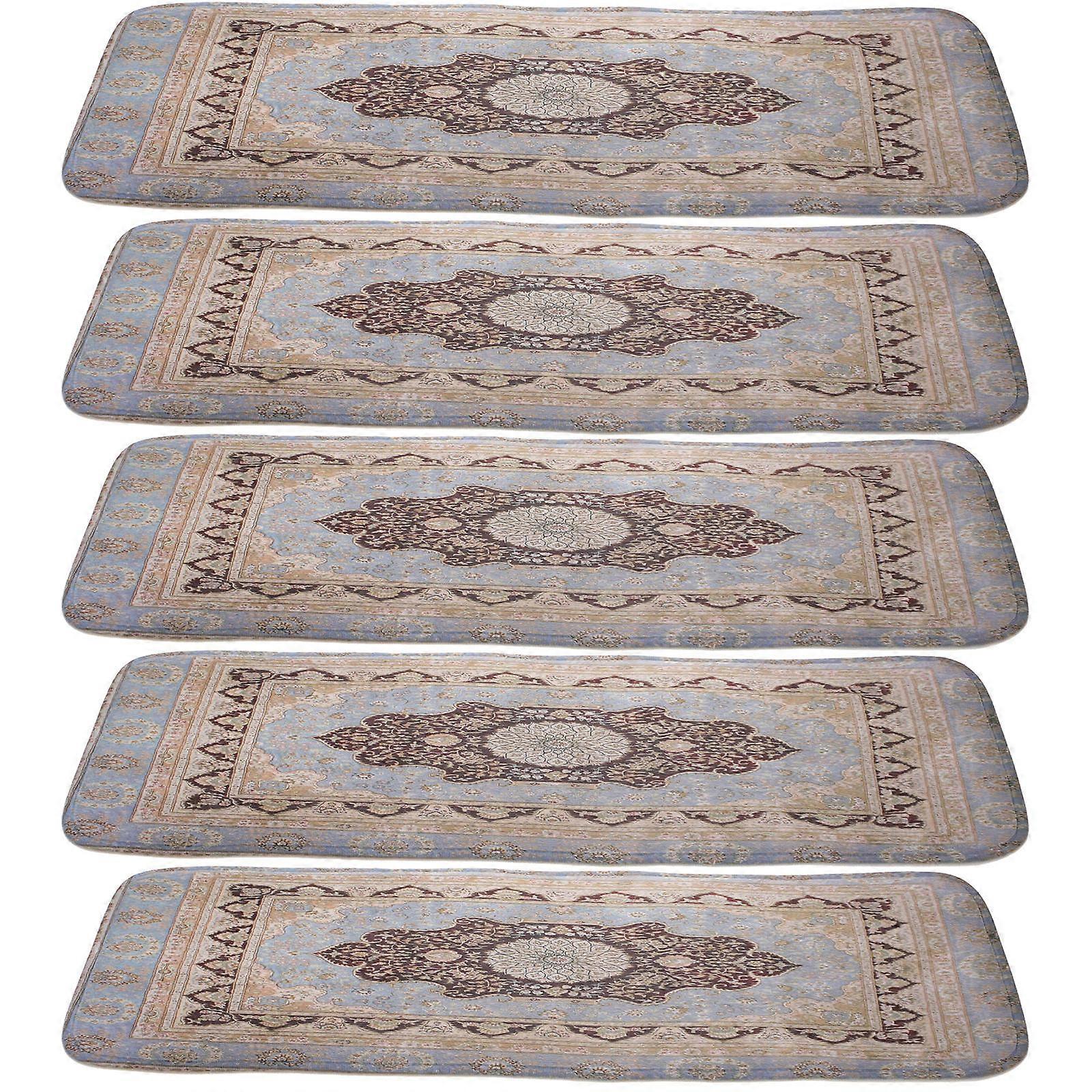 Non Slip Doormat For Outdoor Steps Stair Treads Polyester Rubber Backing Rectangular Shape Pet-Proof 5Pcs Home Decor