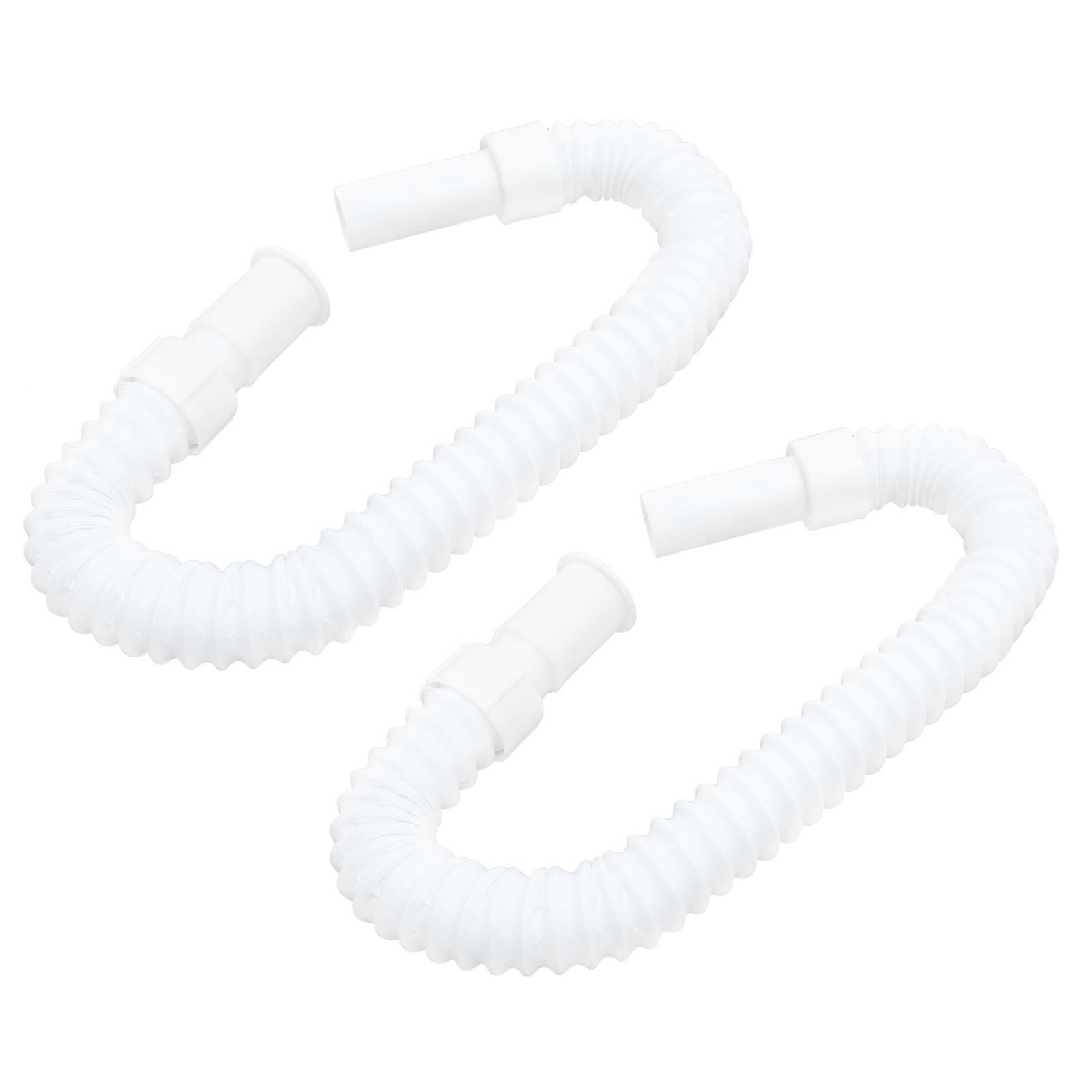 Flexible Drain Hose Pipe Extension For Bathroom Use 80cm White Anti-odor 2Pcs