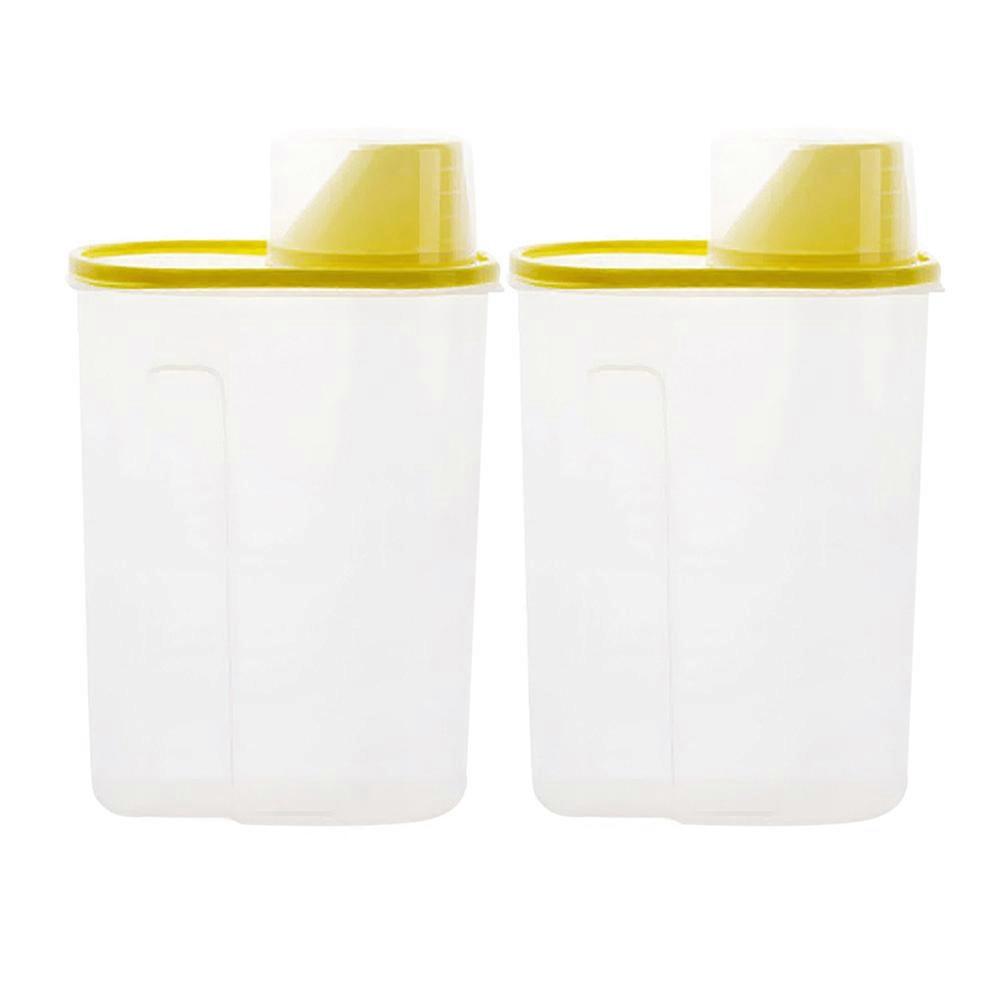 Grain Storage Jars Plastic Rectangular Sealed Jar for Home Use Kitchen Food Storage 2 5L Yellow 2Pack