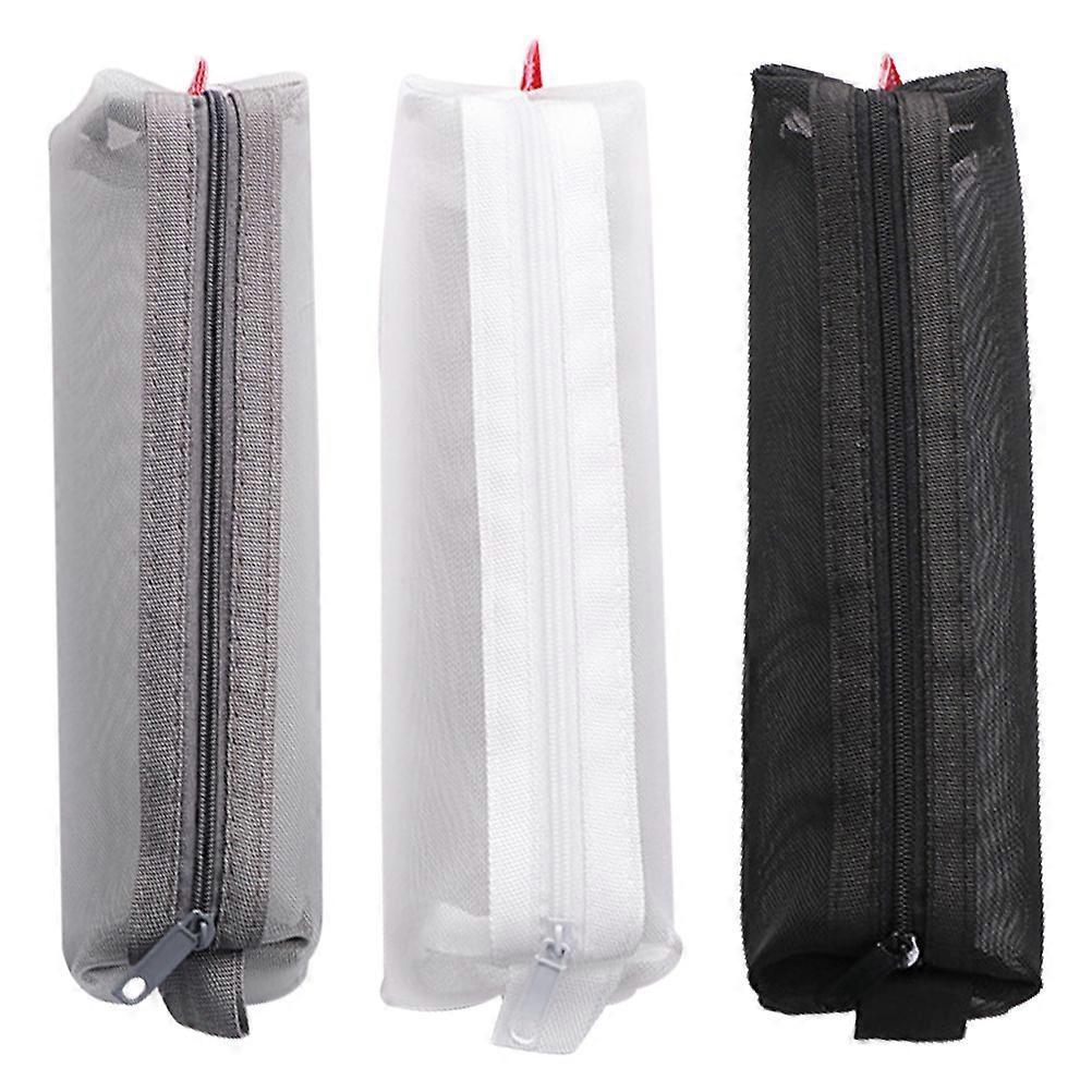 Organizing Pouches Pencil Bag Portable Stationery Storage Students Transparent Structure Square 7.9 2.4 2.4in 3Pack