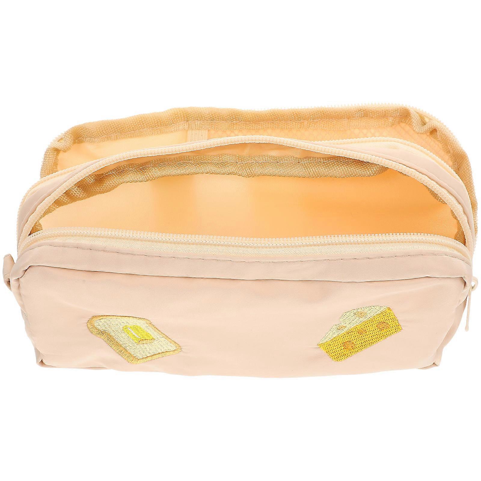 Simple Pencil Case Multi-Function Pen Bag Rectangular Shape Khaki Color For Students Office Use 21.00X10.00X5.50cm