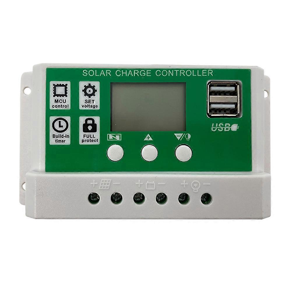 LCD Solar Charge Controller with Multiple Protections for Lithium Batteries, Adjustable Ultra Wide Charging/Discharging, Compatible with Solar