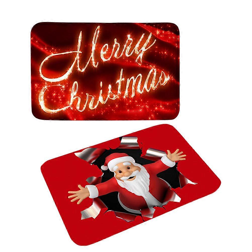Bath Rugs For Bathroom Flannel Floor Mat Christmas Design Anti-Skid Absorbent Assorted Color 60X40CM 2Pack