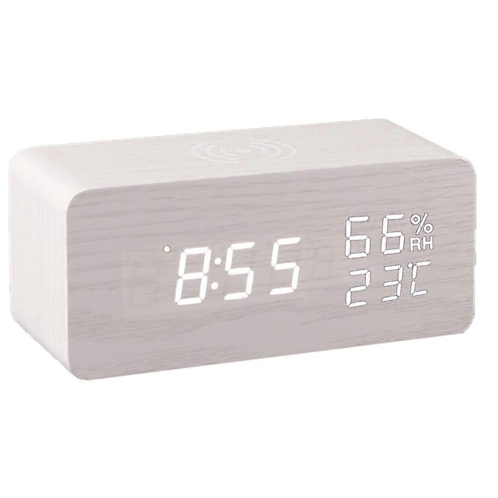 Wooden Wireless Electronic Alarm Clock For Recharging