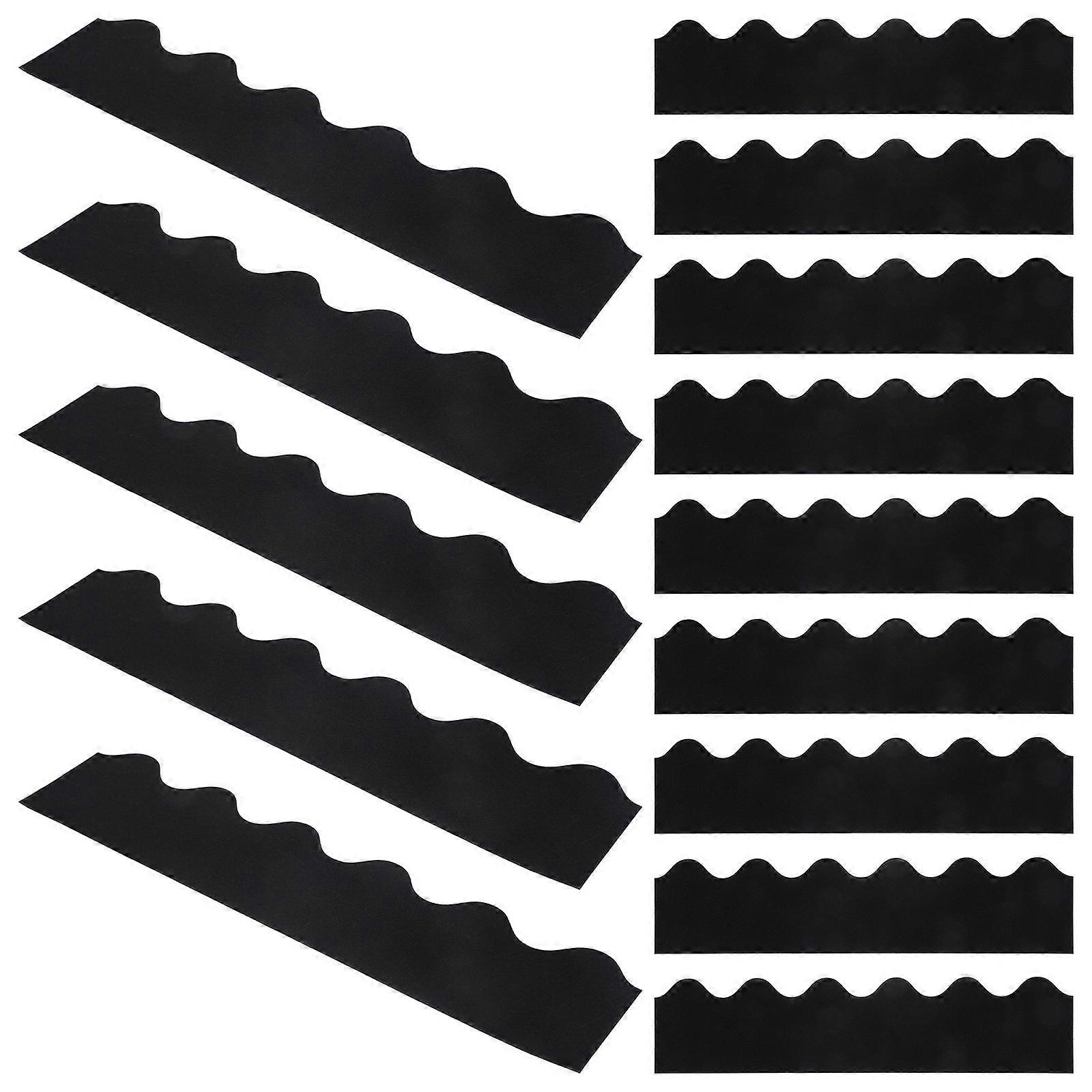 Self Adhesive Black Bulletin Board Borders – 30 Sheets Strong Adhesion Scalloped Trim Stickers for Walls, Windows, Paper and Tables – Classroom and