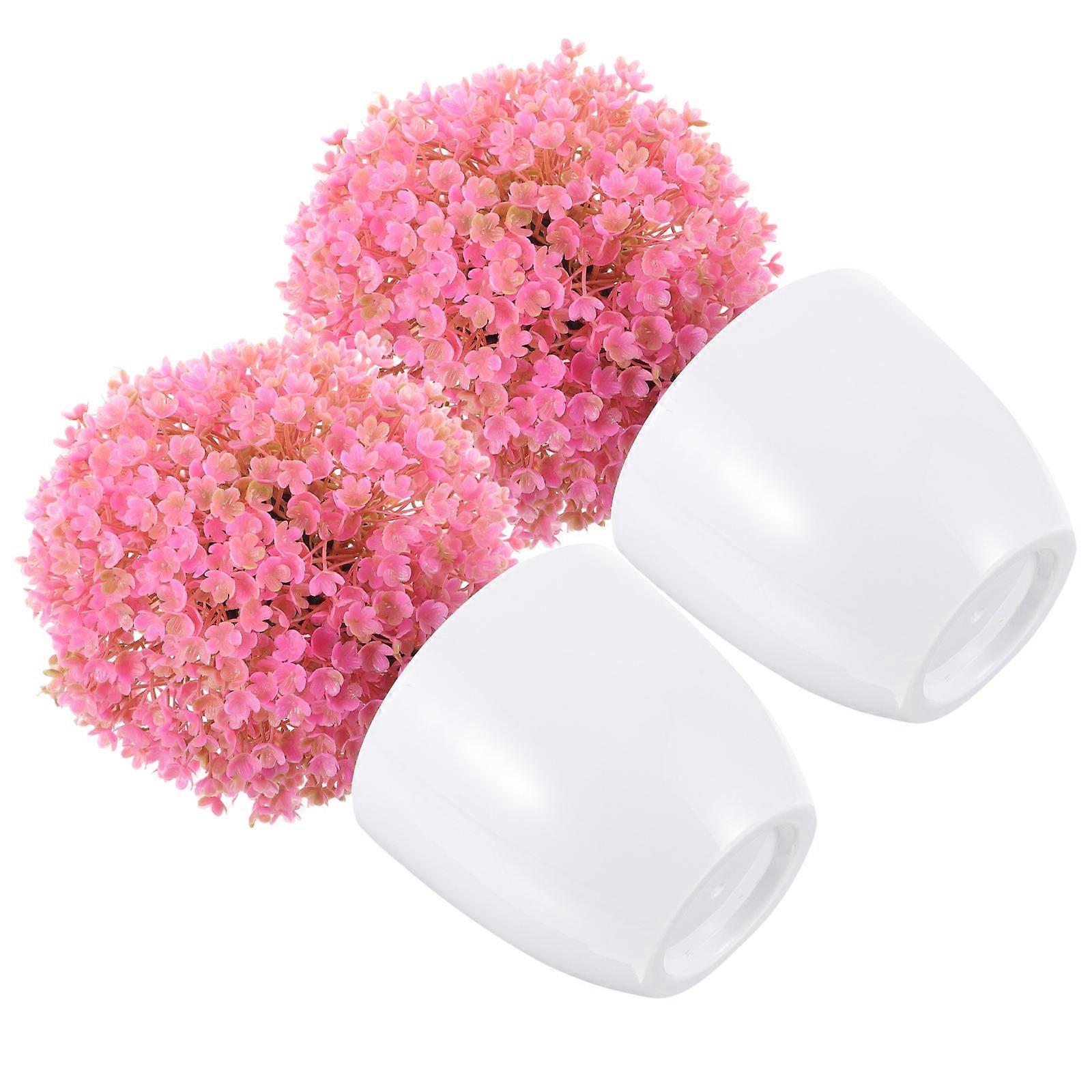 Artificial Trees For Home Decor Artificial Topiary Potted Plant Delicate Design Pink 30.00X11.00X9.50CM 2Pcs