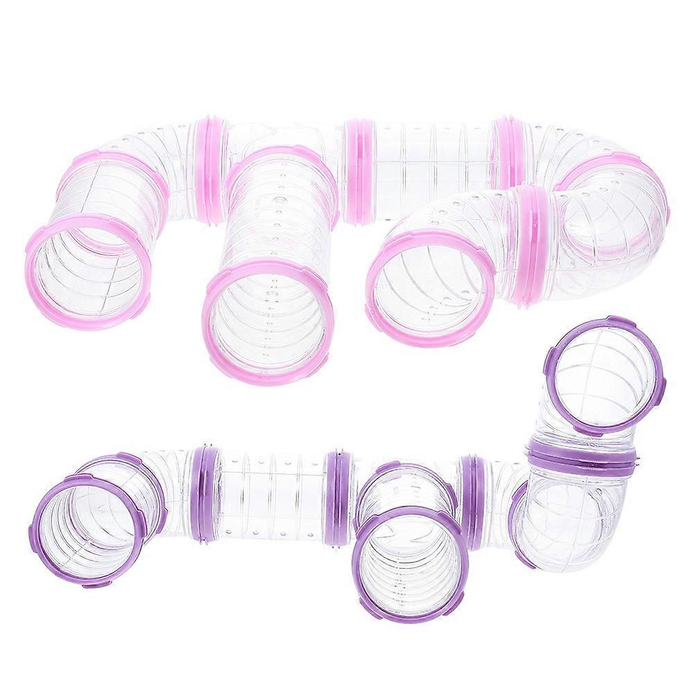 16pcs Hamster Tunnel Connection Set DIY External Tube for Hamster Cage, Fun Activity Supplies for Pets, Pink & Purple