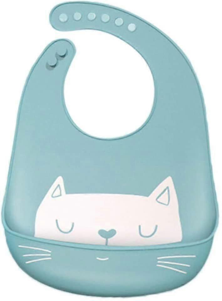 Soft Silicone Babbib. Adjustable Plastic Recuperative Bib - Cute Cat. Child