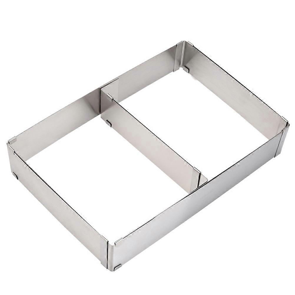 Mousse Rings Maker Adjustable Square Cake Stainless Steel Baking Tool Silver 51.7x33.6cm Resistant 1Pack