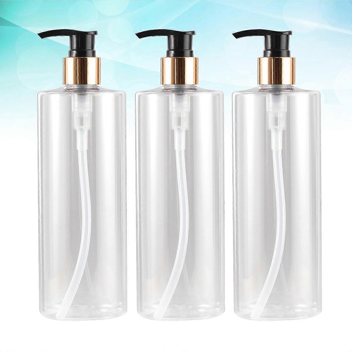 Reusable Plastic Dispensing Bottle 3Pcs 500ml Lotion Bottles for Bathroom and Travel Transparent Square Shape