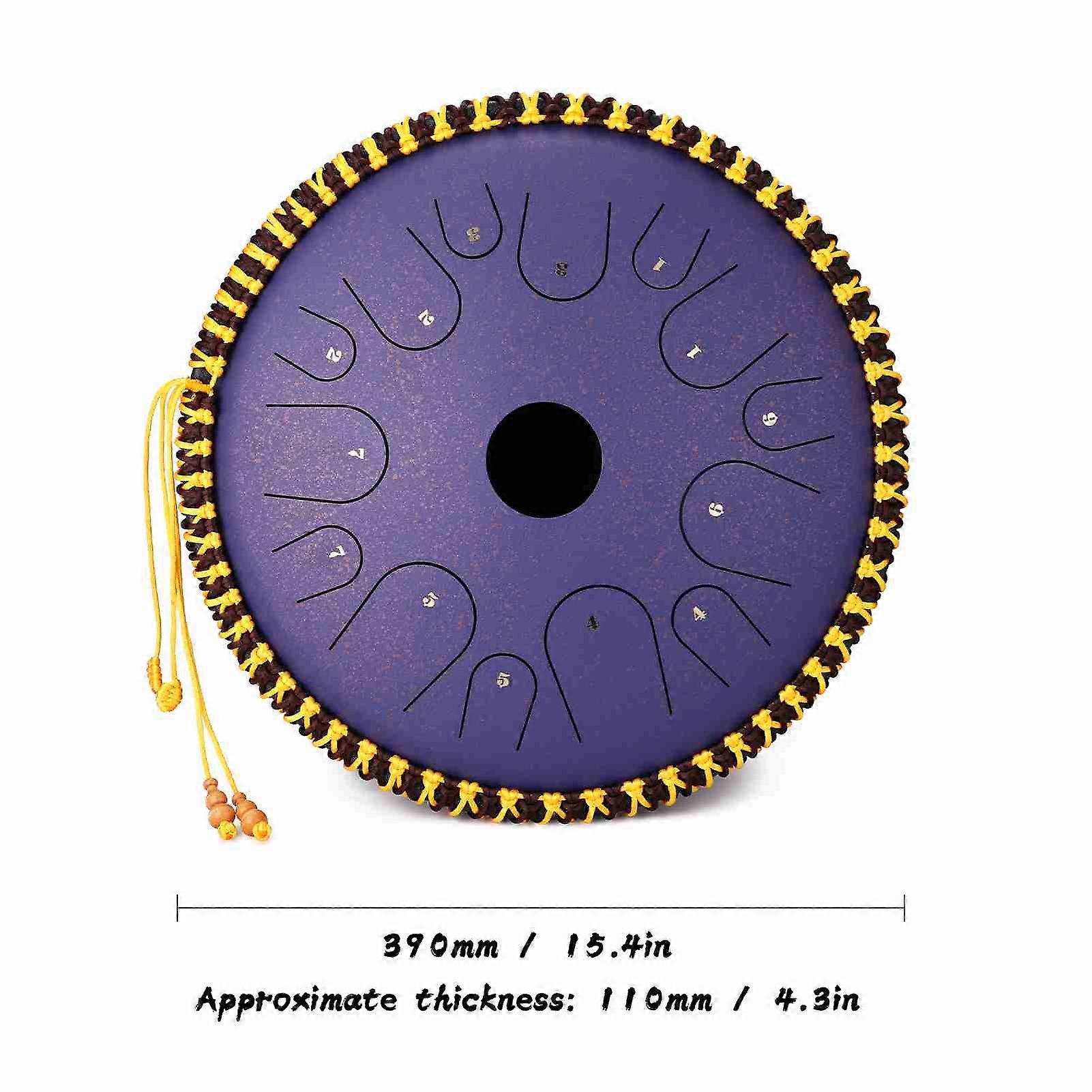 15.4 Inch Steel Tongue Drum 14 Tones C Key Carbon Steel Percussion Instruments with Drumsticks