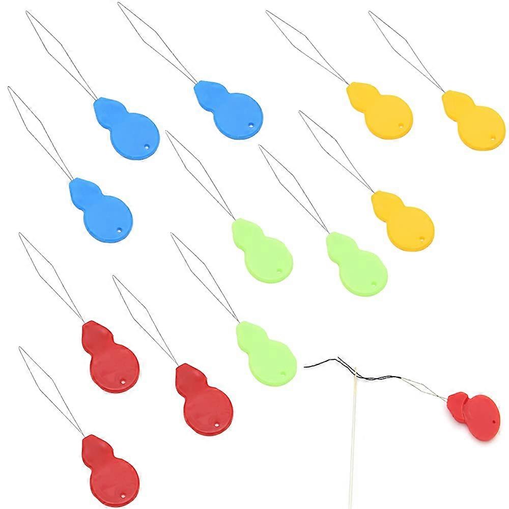 Needle Threader Pack of 12 Easy Plastic Sewing Tools for Hand Machine Needles, Compatible with All Needle Sizes