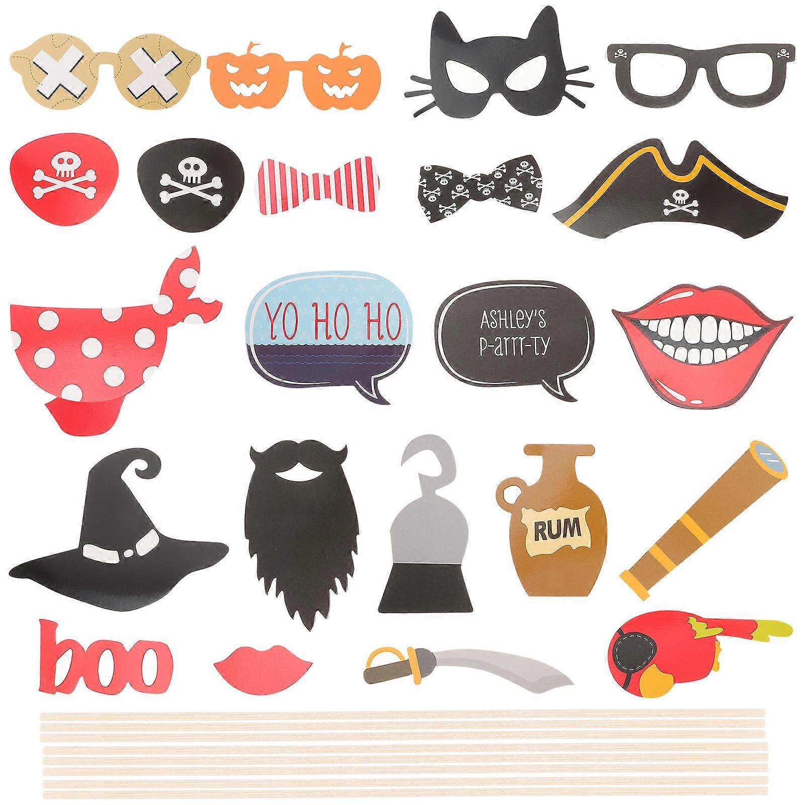 Halloween Photo Props Bat Shape Party Decorations Assorted Color 24Pcs For Halloween Ghost Festival