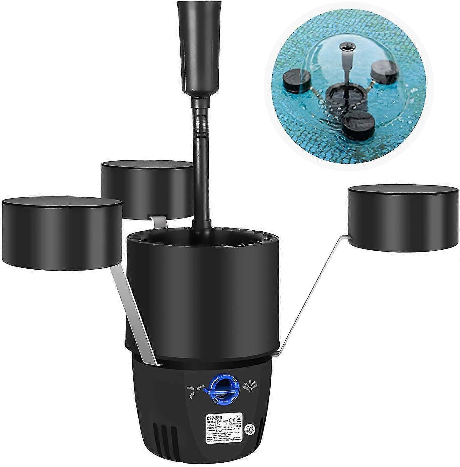Pond Float with 10m Power Cable Filter Sponge, with Fountain Function for Ponds (Reusable)