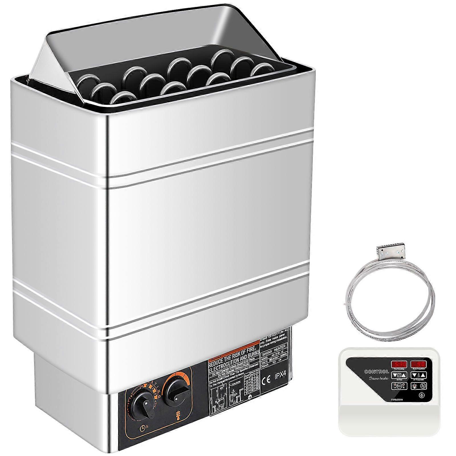 9KW Wet&Dry Sauna Poêle Commande Externe Acier Inoxydable Maison SPA