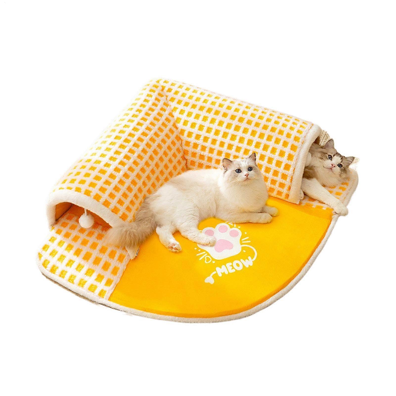 Tunnel Bed, Cat Carpet Tunnel, 2 in 1 Plush Cat Tunnel, Play Tunnel, Cat Tunnel Rug with NonSlip Backing, Cat Hideaway Toy for Indoor and Outdoor Use