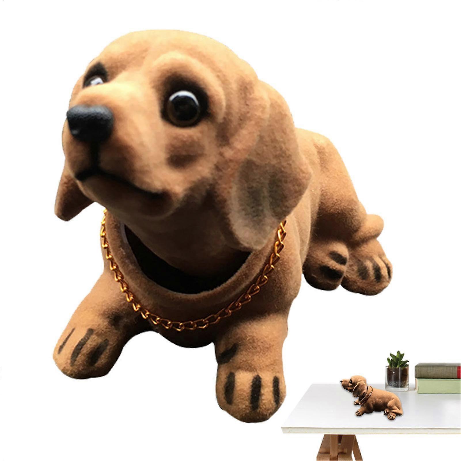Dog Bobble Head for Car, Dashboard Bobble Heads for Dashboard, Nodding Dog, Resin Dachshund Desktop Ornament, Funny Decoration for Bedroom