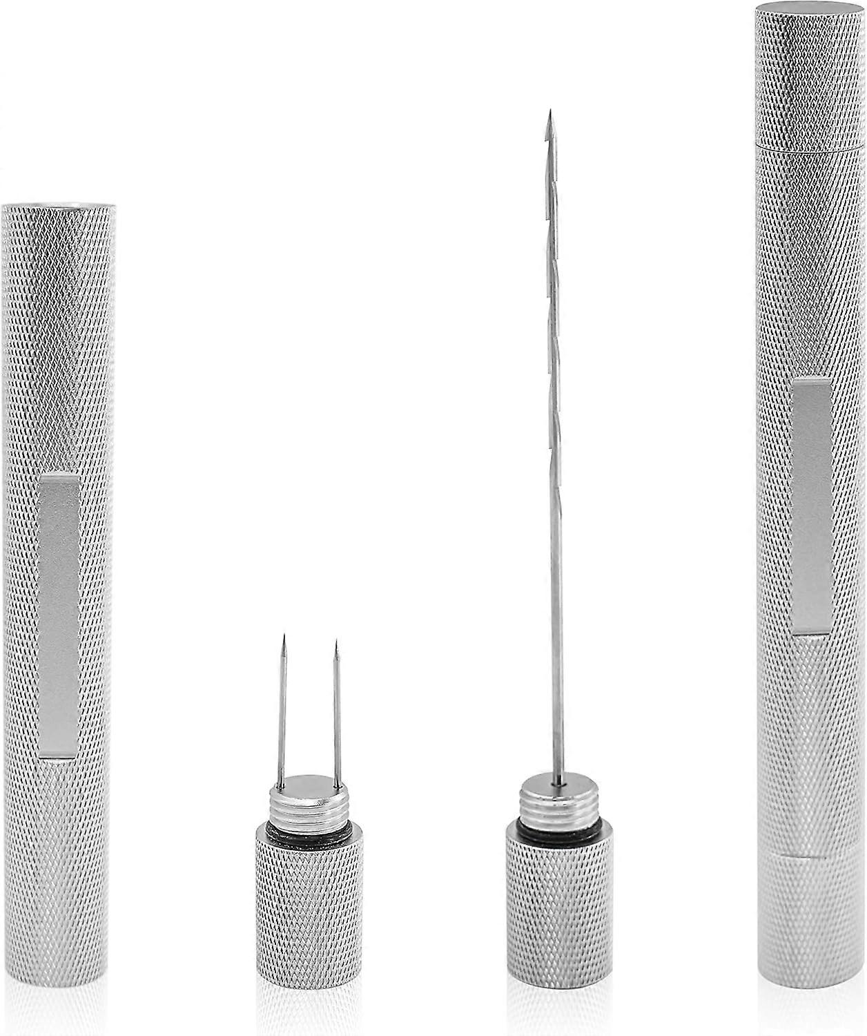 AURA Cigar Punch 3 in 1 Multitool with Draw Enhancer Cutter and Twin Buffer Must Choice for Cigar Enthusiasts (Silver)