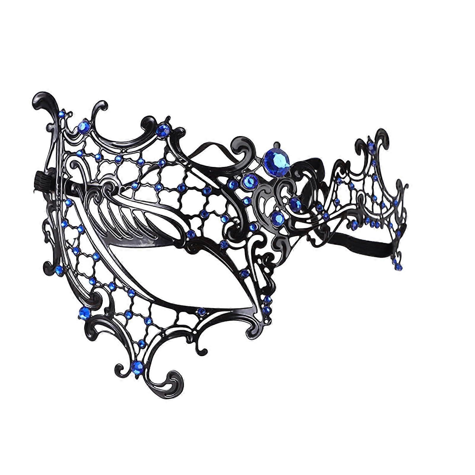 Carnival Mask Women's Small One-Eye Masquerade Mask with Hollow Diamond Design, Blau Color, Unit Size