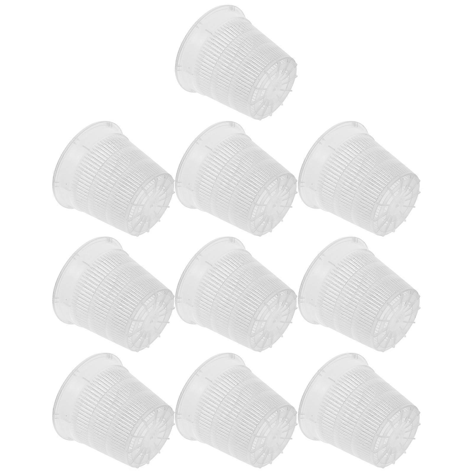 Indoor Flowerpot Starter Pots Balcony Decorations Round Shape 10Pcs Root Control White Plastic