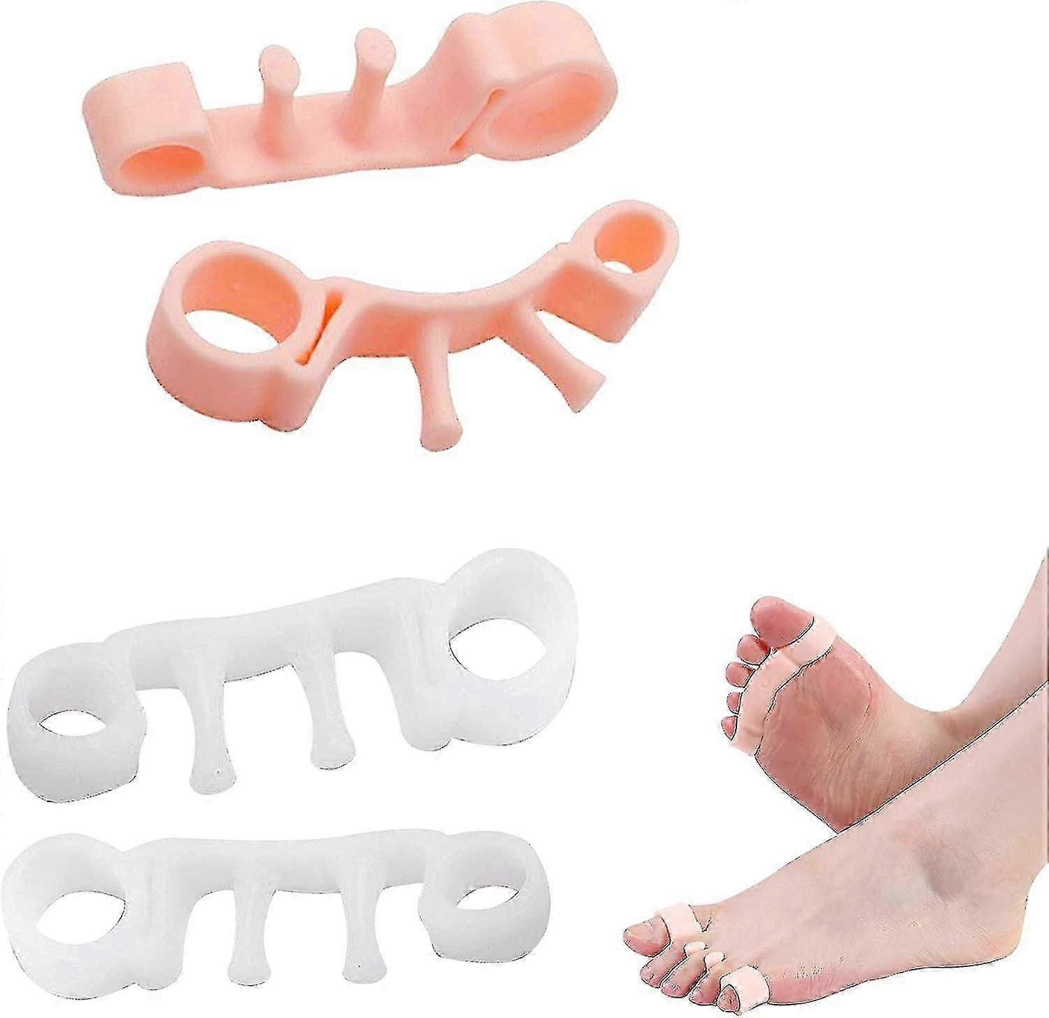 2 Pairs Toe Separator Toe Protector Hallux Valgus Correction Large Small Toe Spacer Separator Toe Separator Silicone Socks