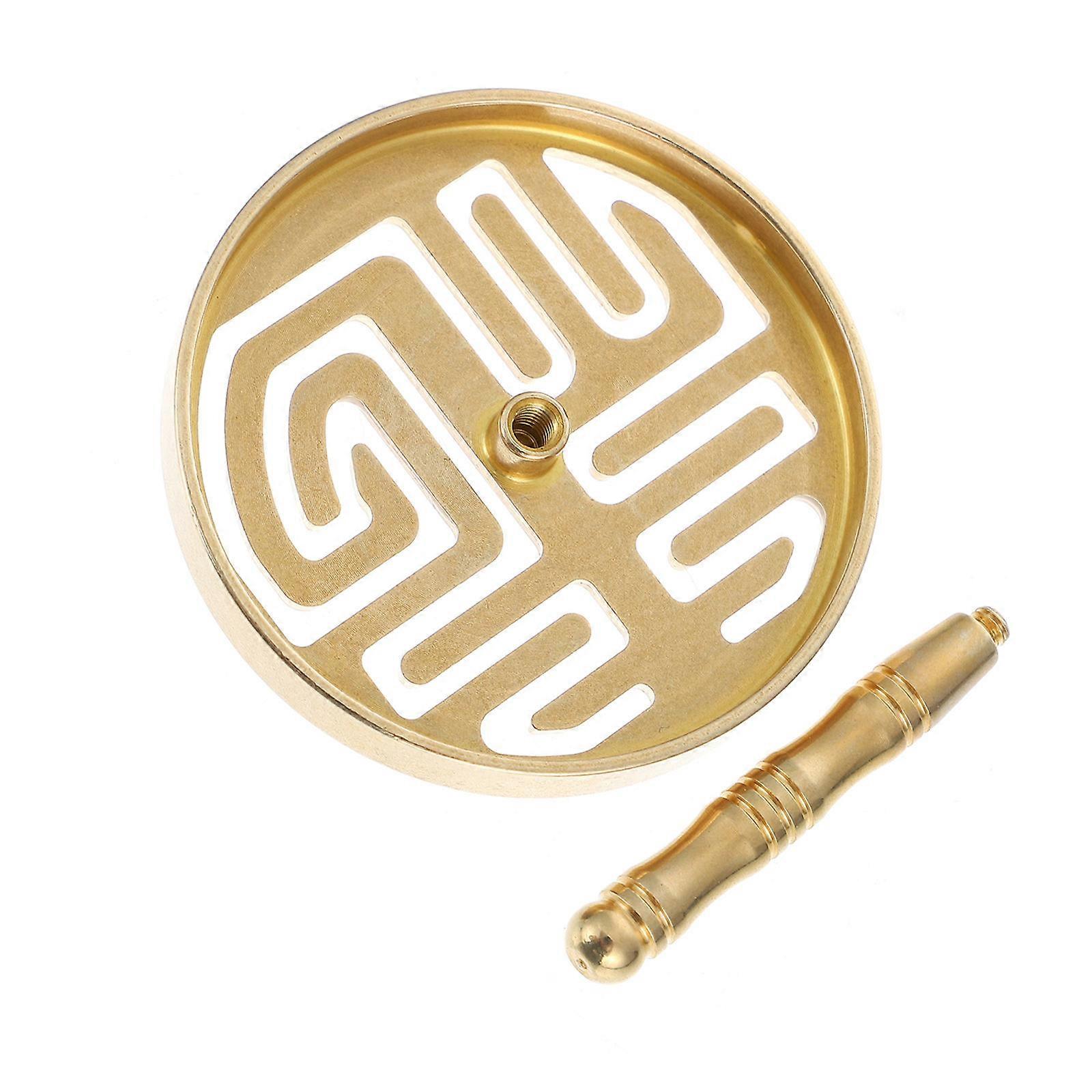 Practical Incense Seal Golden 5.8X5.8X5.6CM Copper Material For Meditation Room Flatten Ashes 1Set
