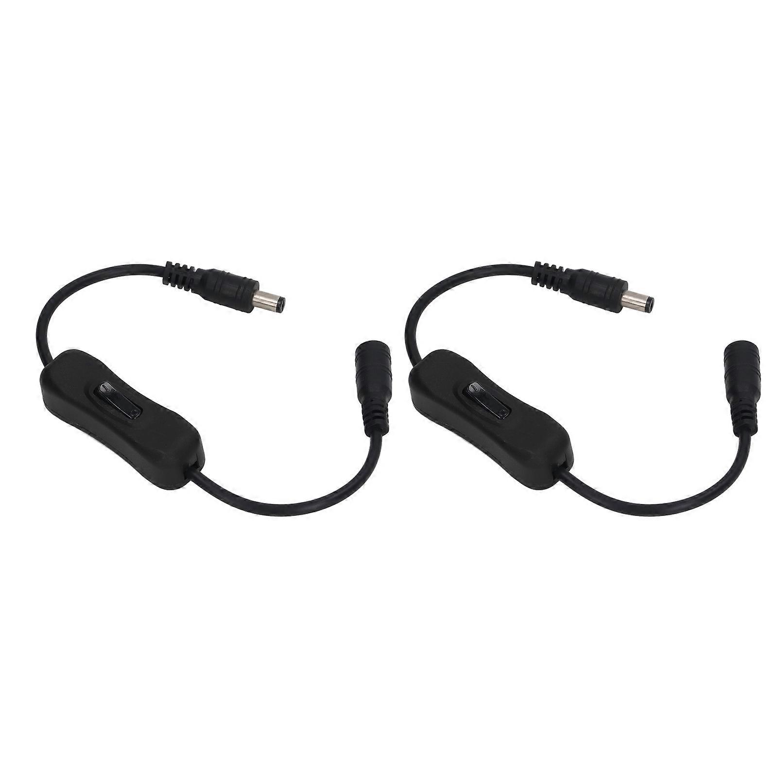 2stk DC Power Inline kabel 11.5in længde DC 12V Switch Funktion DC han hun kabel til LED Strip CCTV vandpumpe