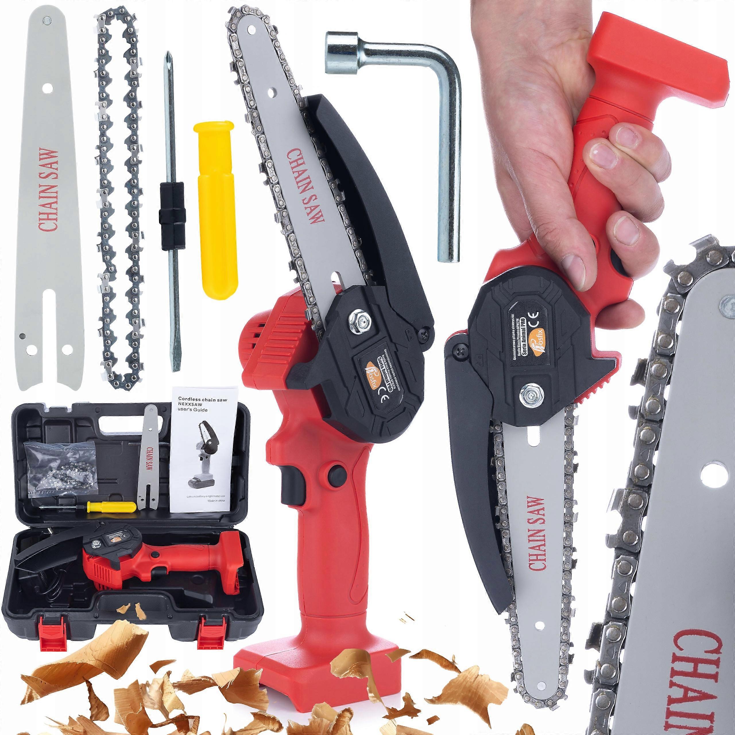 Rosfix Cordless Electric Saw Rosfix Red Piranha Rp21V (Body) with Chain and Bar 4", Animal Series