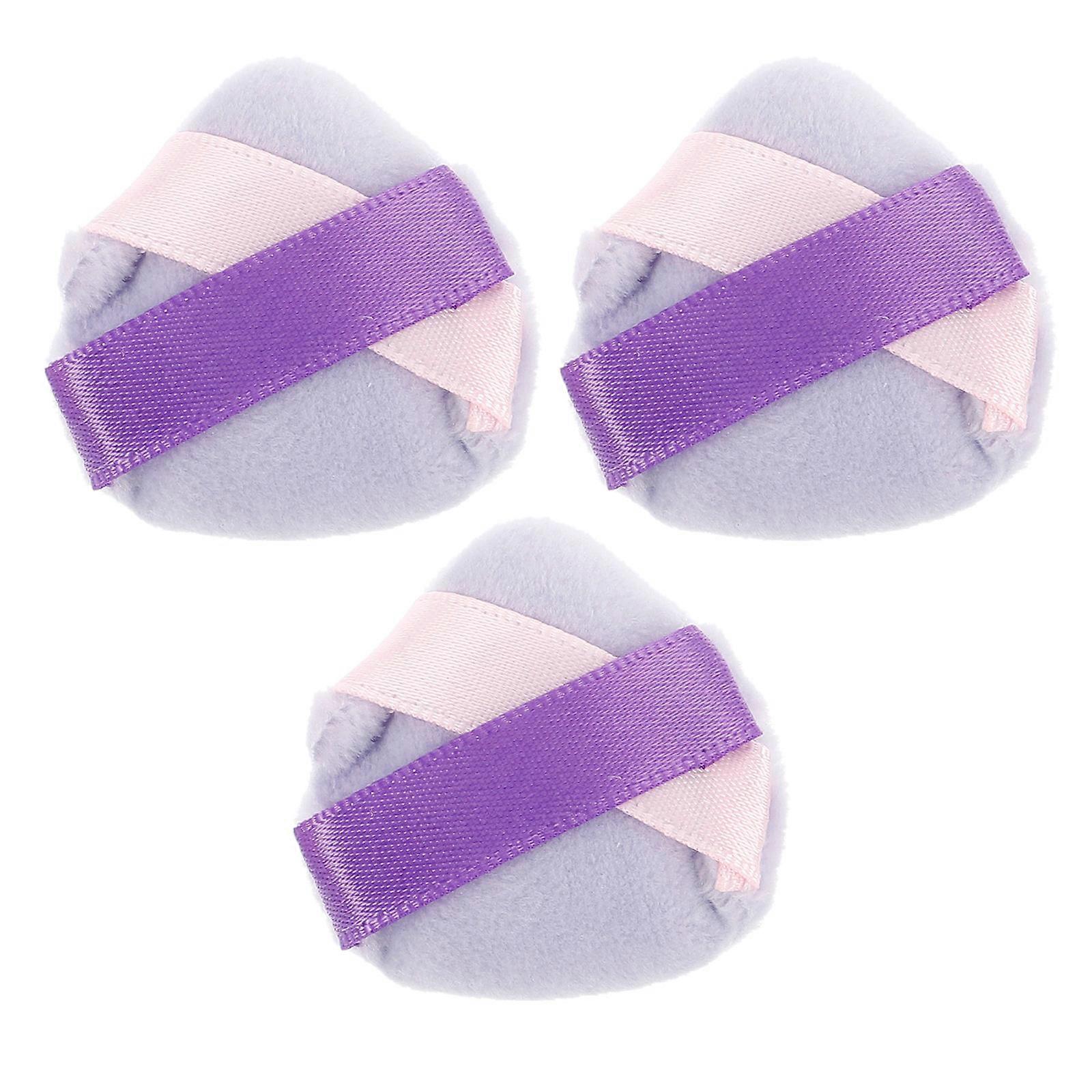 Powder Puff Face Triangle Makeup Sponge for Makeup 3Pcs Blue Velour Applicator