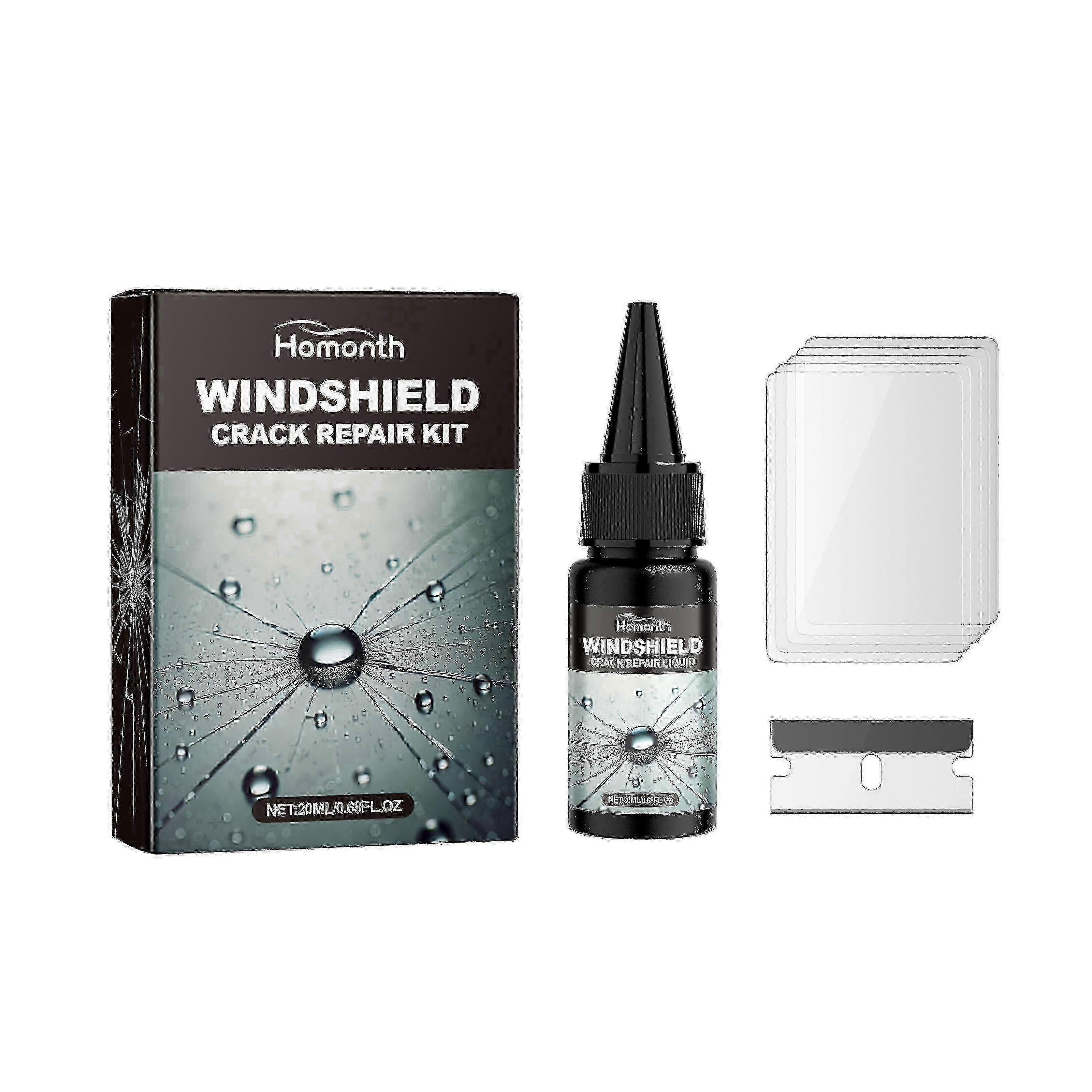 طقم إصلاح شقوق الزجاج الأمامي ، حزمة حلول إصلاح الزجاج الأمامي للسيارة بإصلاح الشقوق بسرعة رؤية واضحة السفر الآمن
