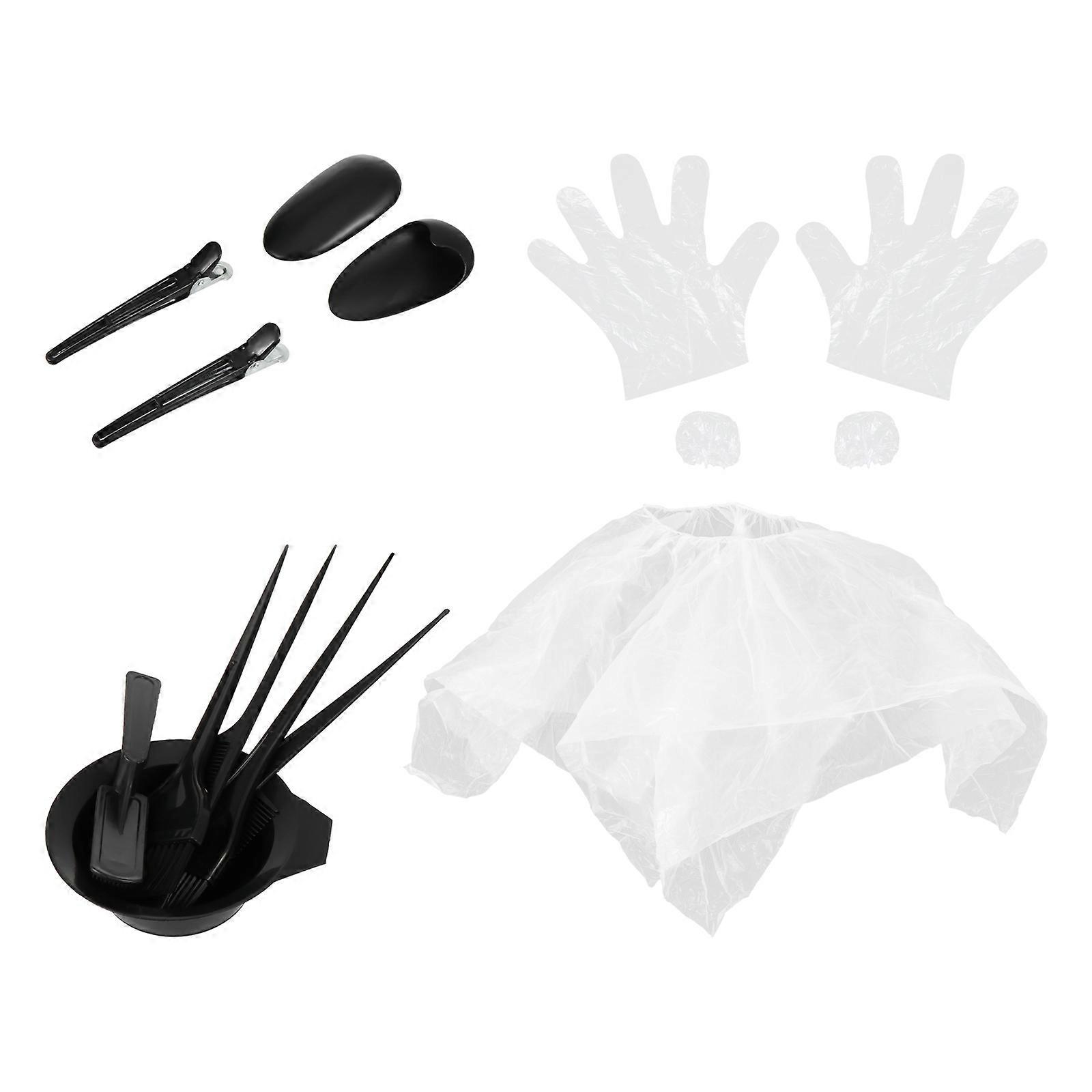 Hair Dying Tool Set with Disposable Shower Cap and Gloves for Salon Use 11 Pieces