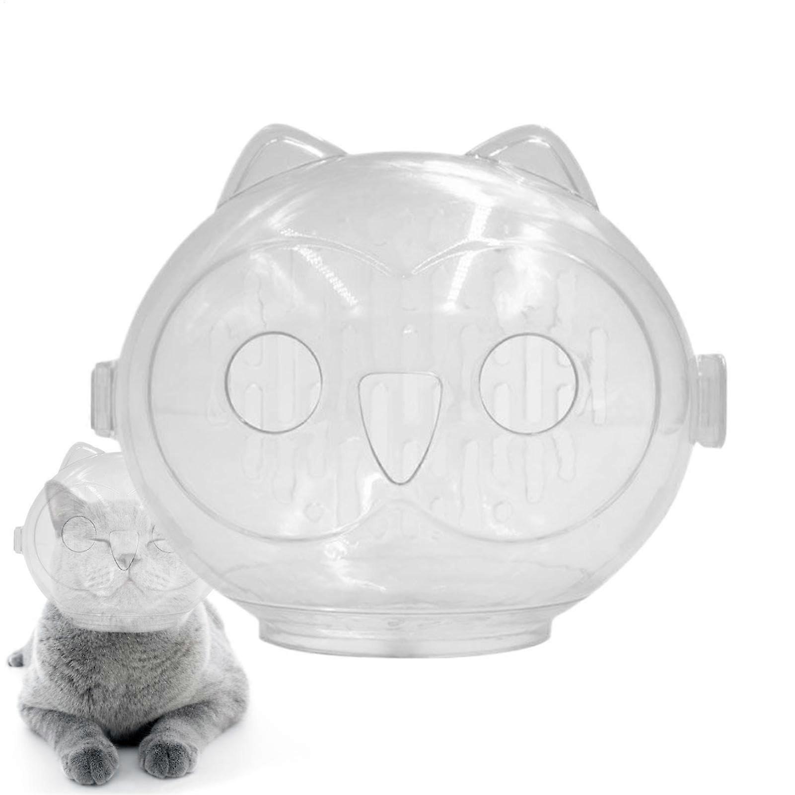 Transparent breathable pet muzzle, cat astronaut muzzle, lightweight pet accessory, multipurpose kitten hood to prevent biting and licking, clear.