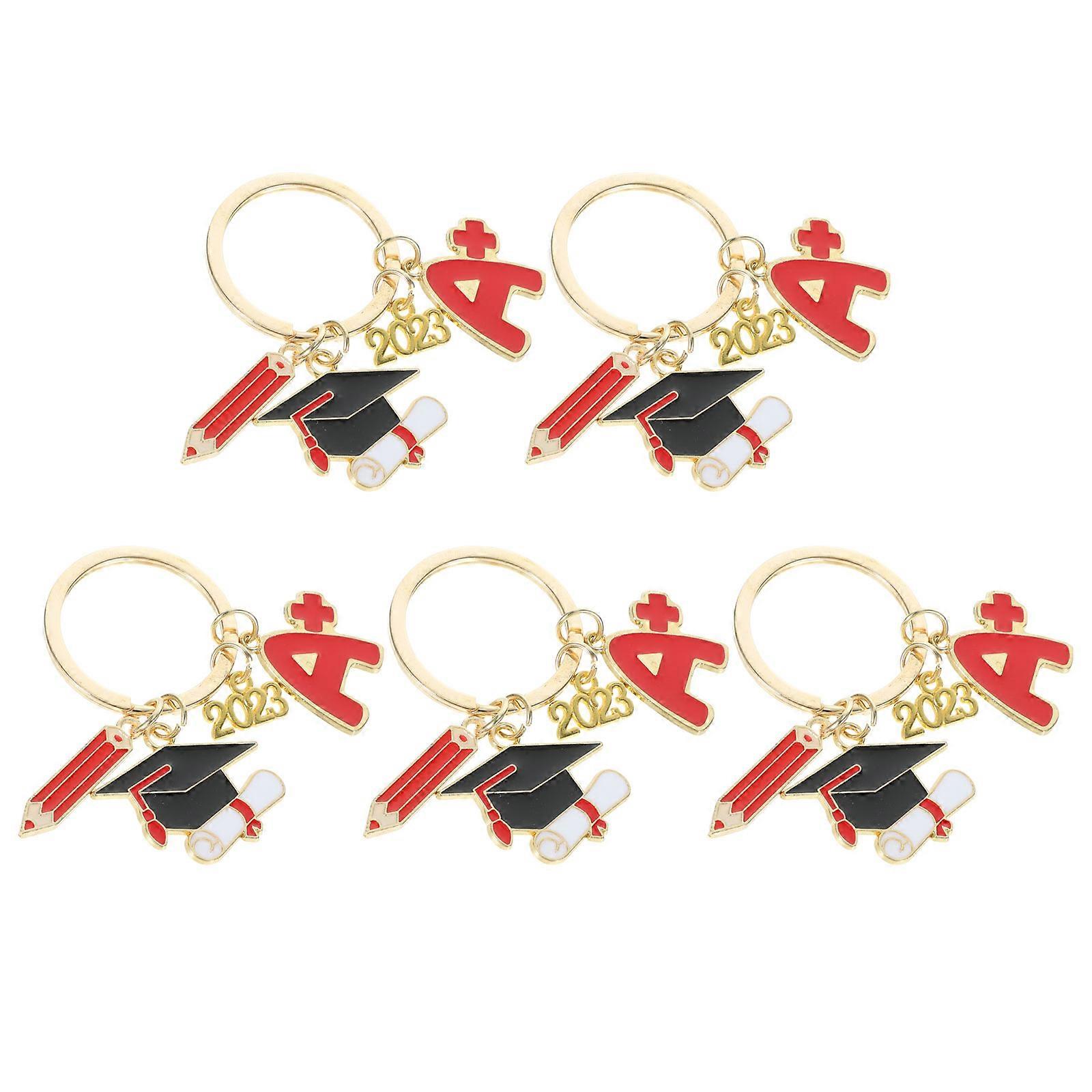 Keychains Student Bag Keychain Graduation Season Multi Color 6 2x5 7cm Key Organizer 5Pcs