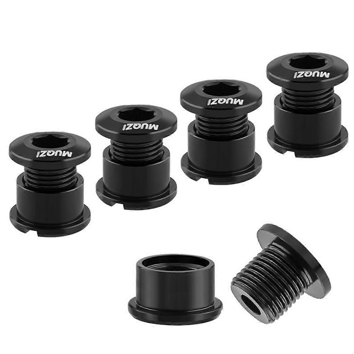 5Pcs Chainring Bolts Set 6.5mm Single Chainring Screws for Road and Mountain Bikes Black