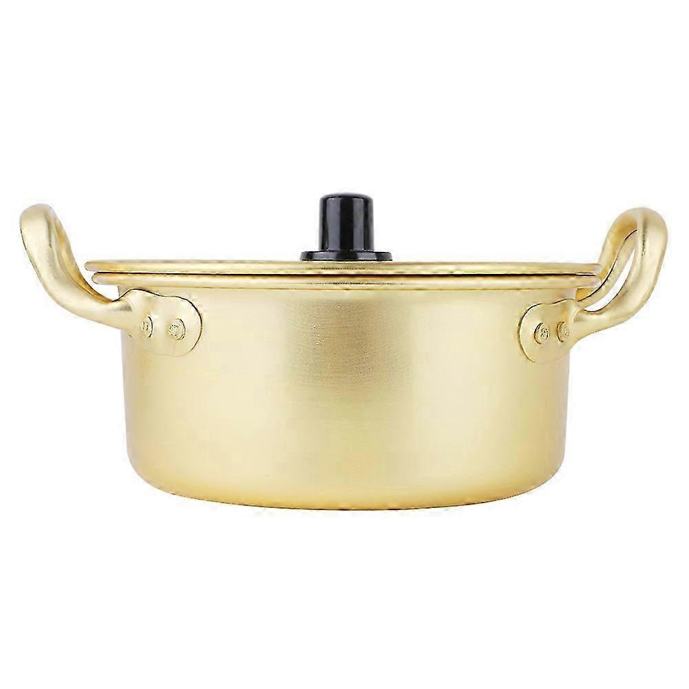Korean Yellow Aluminum Stockpot for Ramen Noodles - Instant Noodles Cooking Pot (16cm) with Lid and Durable Design