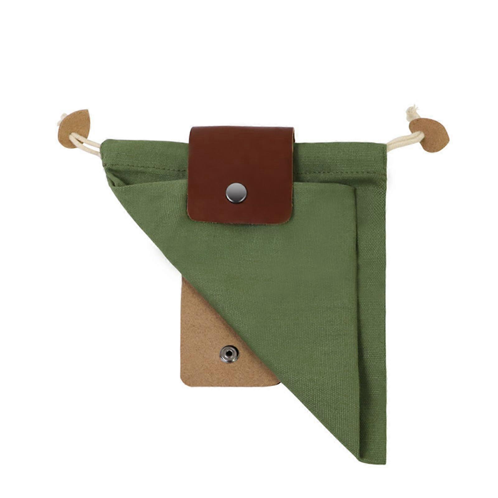 Storage leather canvas bag, hiking camping portable survival foraging fruit bag, foldable bag, outdoor green