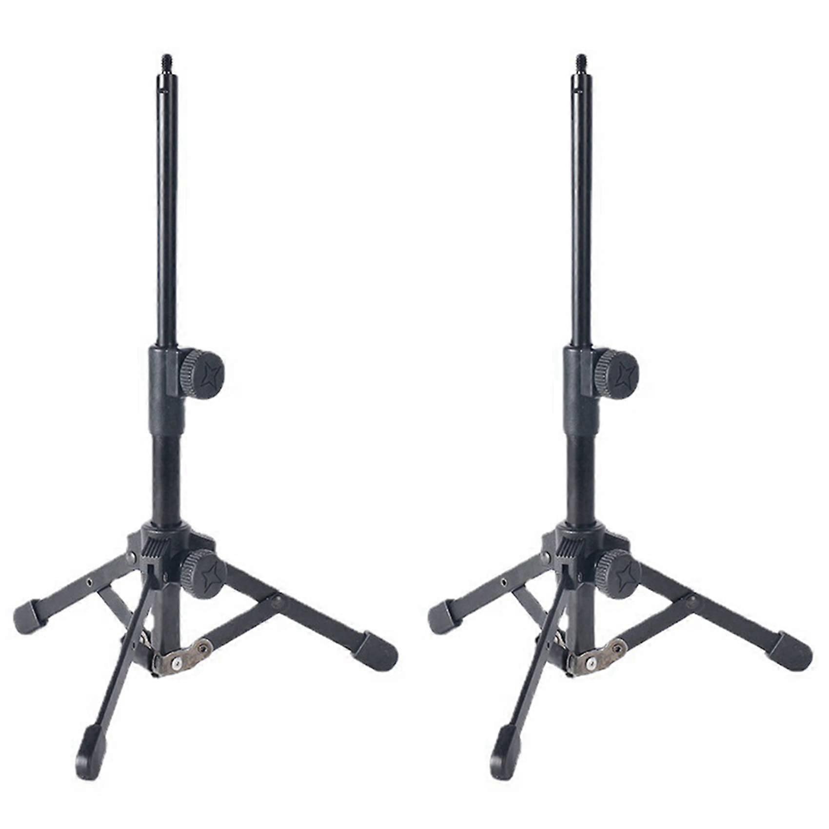 2 x Mini Table Tripod Microphone Holder with 1/4 Thread for Meetings, Lectures, Speeches Ref: 1090