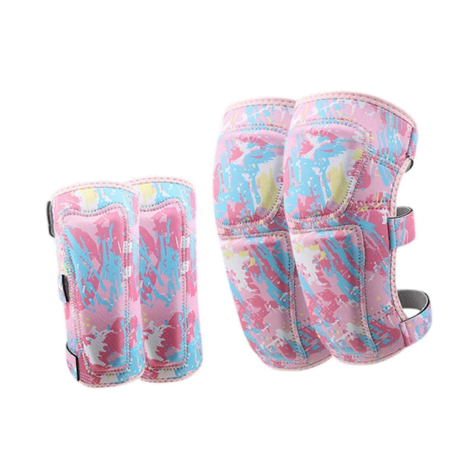 Children's protective gear for elbows and knees, lightweight skateboard equipment for boys and girls, pink.