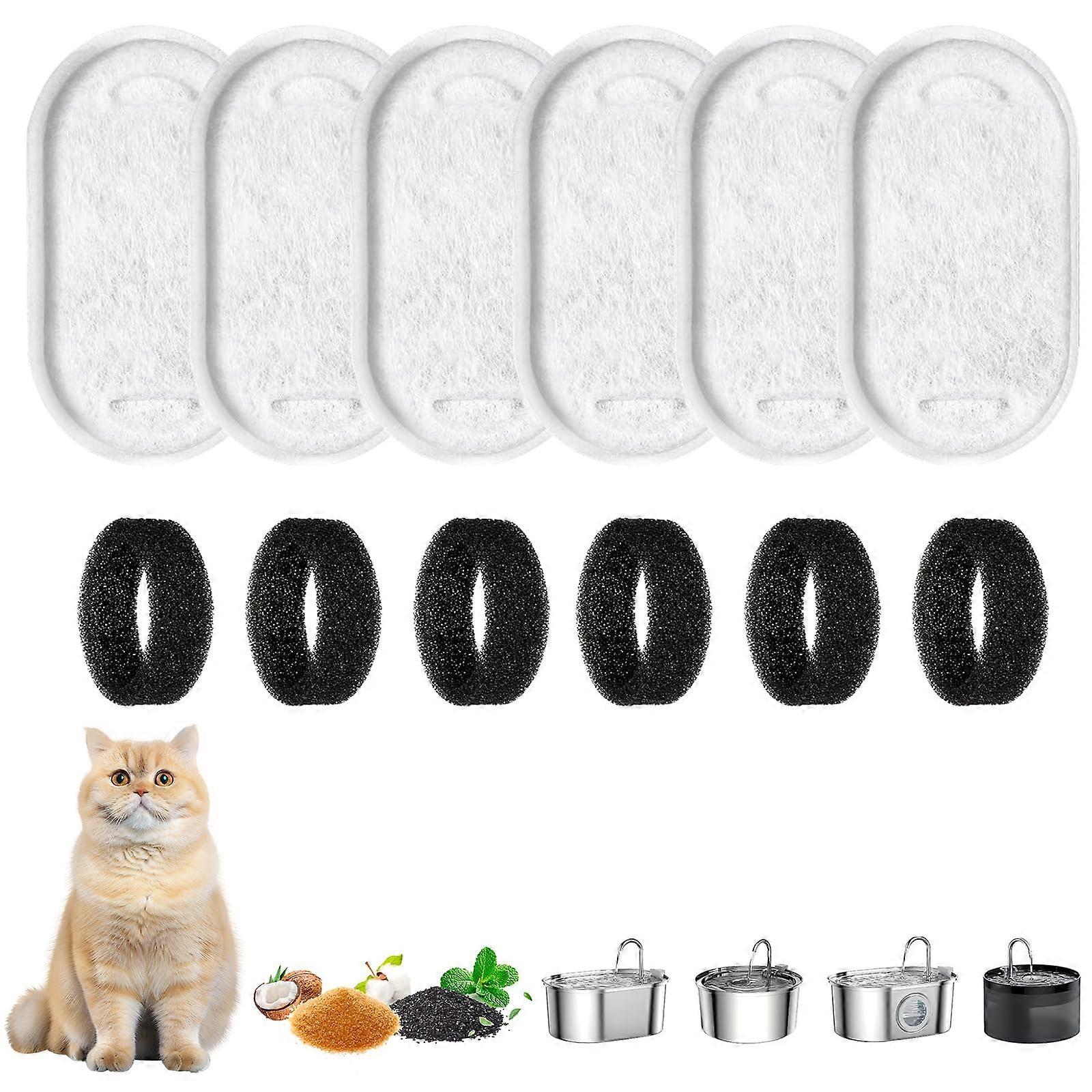 Cat Water Fountain Filter with Triple Filtration System, Replacement Sponges, Compatible with Most Pet Water Fountains