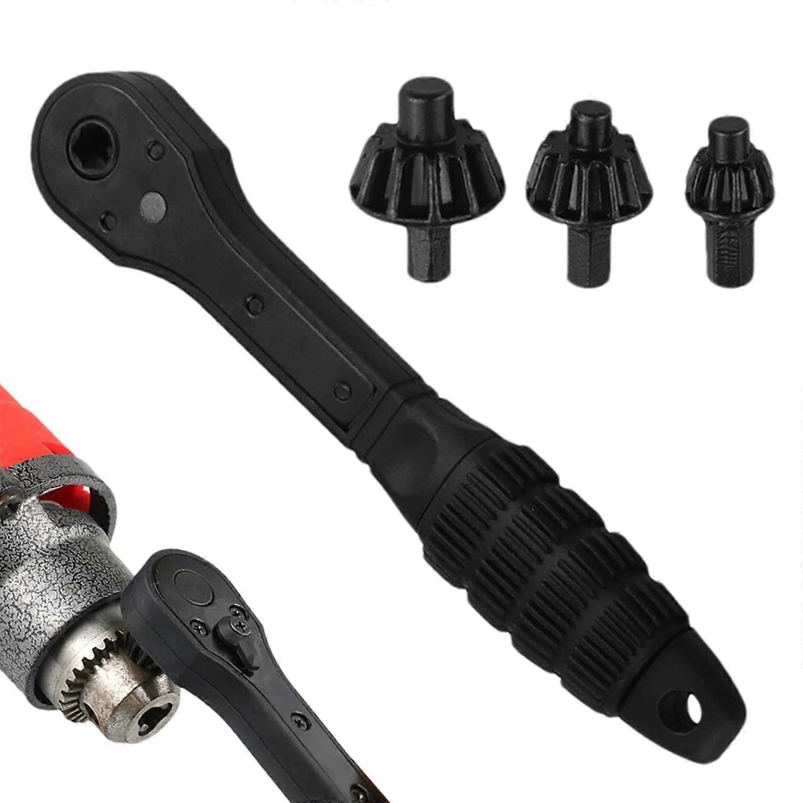 2-in-1 Drill Chuck Ratchet Wrench, 12.7mm/17.5mm Dual Head Chuck Key, Compatible with Drills and Power Tools